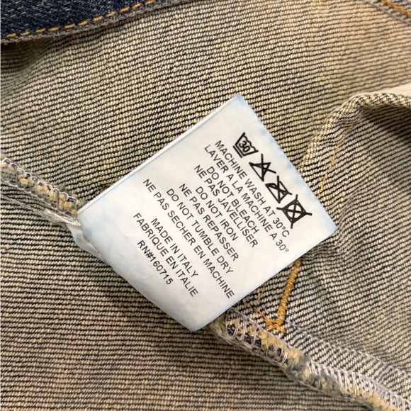 RETROFÉTE RETROFETE Clara Belted Distressed Denim Mini Shirt Dress Small - Picture 16 of 16